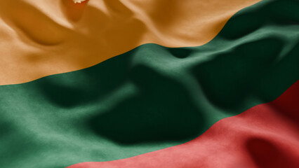 Close-up of Waving Lithuania flag