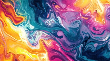 Obraz premium Colorful abstract patterns with vibrant swirls and shapes, creating a visually engaging and non-representational design