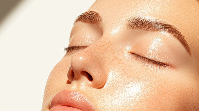 Balanced skincare radiancecloseup beauty in natural light indoor setting focused viewpoint for skincare enthusiasts