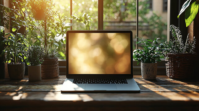 
Computador moderno, laptop com fundo de tela 