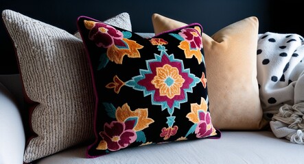Velvet cushion on Black background design