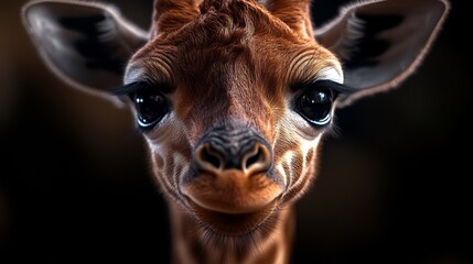 Fototapeta premium Adorable Baby Giraffe Close-Up Portrait