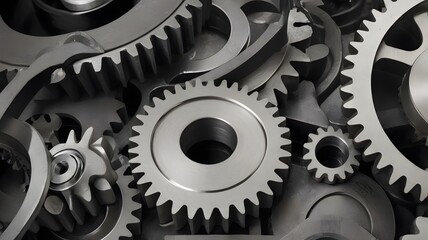 Interconnected Metal Gears in Engineering Equipment