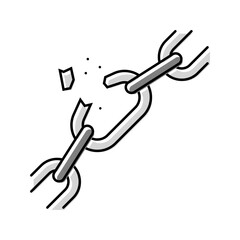 broken chain link fracture color icon vector. broken chain link fracture sign. isolated symbol illustration