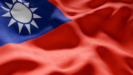 Close-up of Waving Taiwan flag