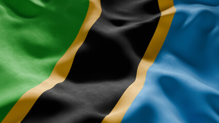 Close-up of Waving Tanzania flag