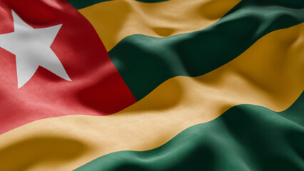 Close-up of Waving Togo flag
