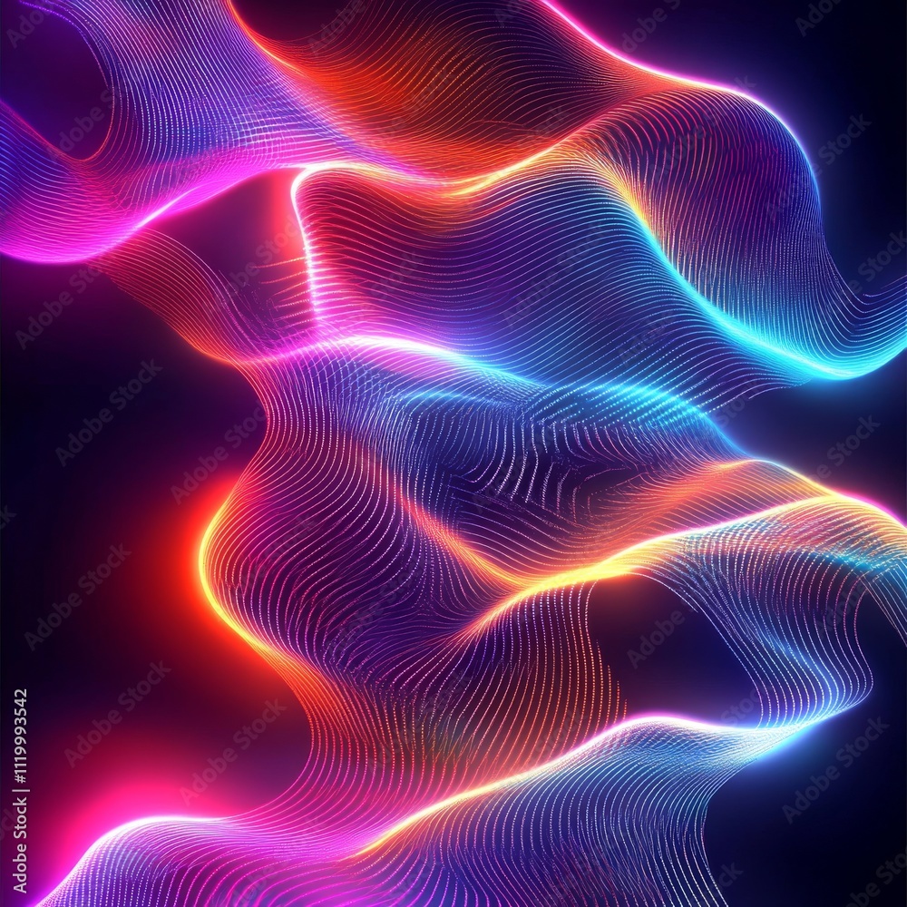 Fototapete hologram motion striped light effect with fluid color. abstract shining wave background. magic scree