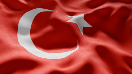Close-up of Waving Turkey flag