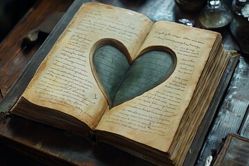 Fototapeta premium A Whimsical Illustration of a Love Potion Recipe Book