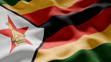 Close-up of Waving Zimbabwe flag