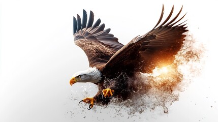 Fototapeta premium Majestic Bald Eagle in Flight: A Burst of Power and Freedom