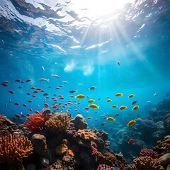 Naklejka premium coral reef and fishes