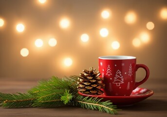 Fototapeta premium Happy holidays backgrounds with Christmas tree, balls, golden tinsel confetti and snowflakes