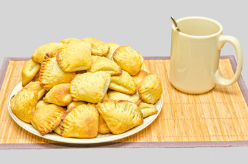 homemade pastry biscuits isolated on grey background