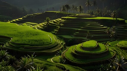 Aerial view of Bali Rice Terraces The be