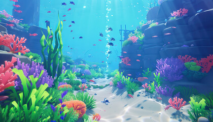 Undersea Quest: Contestants dive into an underwater arena filled with marine life and coral reefs, competing in aquatic challenges, treasure hunts, and underwater obstacle courses