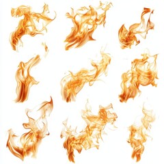 Dynamic Abstract Flame Swirls in Vivid Orange on White Background Representing Energy and Intensity