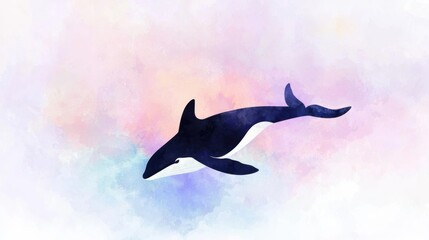 Obraz premium Majestic Killer Whale Breaching Under a Twilight Sky in Vibrant Colors