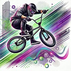 Design a dynamic BMX action background.