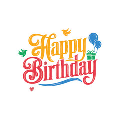 Happy Birthday typography t-shirt design illustration