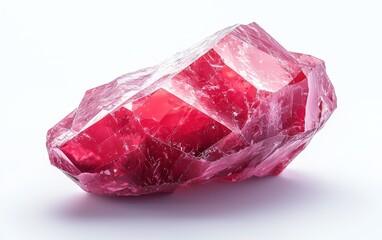 Vibrant Pink Crystal on White Background