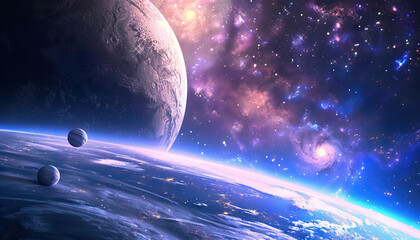 Obraz premium Galactic Odyssey: Venturing Into the Unknown Depths of Outer Space on a Thrilling Interstellar Quest.