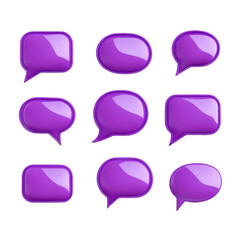 Set of purple speech bubbles isolated on transparent background. Vector illustration.