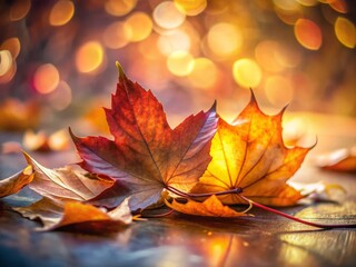 Serene Minimalist Composition of Silky Soft Autumn Leaves Highlighting Nature's Colors and Textures in a Tranquil Setting
