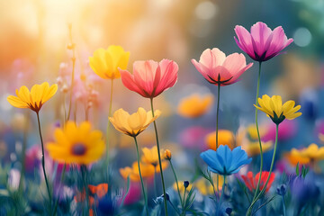 Naklejka premium Vibrant Flower Field Illustration