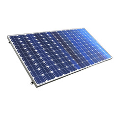 blue solar panel with metallic frame, isolated on transparency background, showcasing clean energy technology