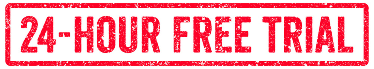 24-Hour Free Trial Stamp Transparent Seal, Red Grunge 24-Hour Free Trial Word Rubber Stamp Seal