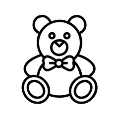 teddy bear with bow Outline Icon, valentine icon - Black outline icon of teddy bear with bow symbolizing valentines day, holidays, and festive in simple design 