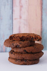 chocolate chip cookies on a light background