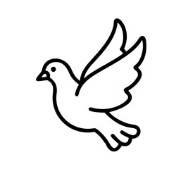 white dove Outline Icon, valentine icon - Black outline icon of white dove symbolizing valentines day, holidays, and festive in simple design 