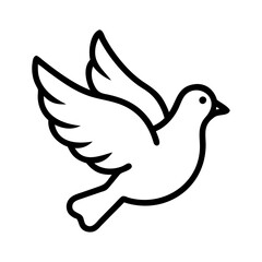 white dove Outline Icon, valentine icon - Black outline icon of white dove symbolizing valentines day, holidays, and festive in simple design 