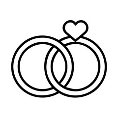 wedding ring Outline Icon, valentine icon - Black outline icon of wedding ring symbolizing valentines day, holidays, and festive in simple design 