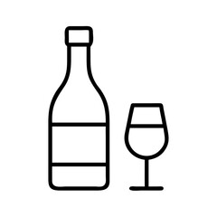 wine bottle Outline Icon, valentine icon - Black outline icon of wine bottle symbolizing valentines day, holidays, and festive in simple design 