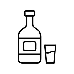 wine bottle Outline Icon, valentine icon - Black outline icon of wine bottle symbolizing valentines day, holidays, and festive in simple design 