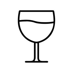 wine glass Outline Icon, valentine icon - Black outline icon of wine glass symbolizing valentines day, holidays, and festive in simple design 