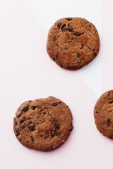 chocolate chip cookies on light background