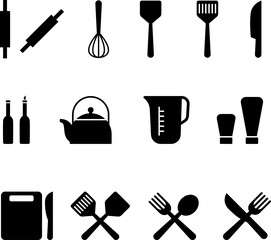 Kitchen and cooking icons set. Vector illustration