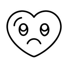 heart emoji Outline Icon, valentine icon - Black outline icon of heart emoji symbolizing valentines day, holidays, and festive in simple design 