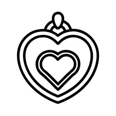 heart locket Outline Icon, valentine icon - Black outline icon of heart locket symbolizing valentines day, holidays, and festive in simple design 