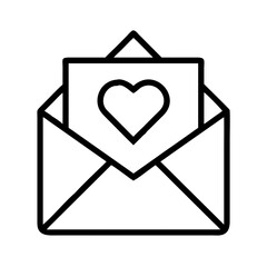 love letter envelope Outline Icon, valentine icon - Black outline icon of love letter envelope symbolizing valentines day, holidays, and festive in simple design 