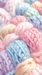 Pastel Yarn Balls Softly Woven Together