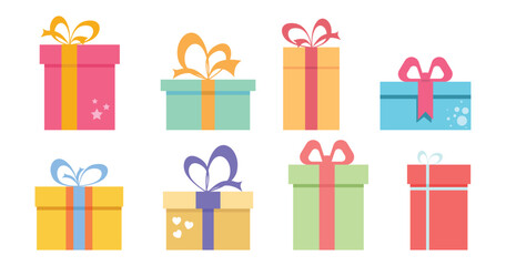 gift icon set, gift box with ribbon , present, cadeau, soft colors