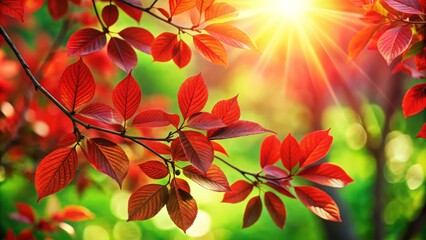 Stunning Spring Transformation: A Close-Up of Red Leaves on a Tree Symbolizing the Beauty of Seasonal Change and Nature's Vibrant Palette