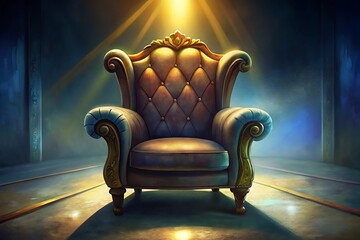 Antique armchair on a dark background