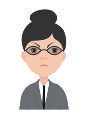 Angry woman in an office suite. Avatar in flat style isolated on a white background. Emotion. Vector illustration, icon. 